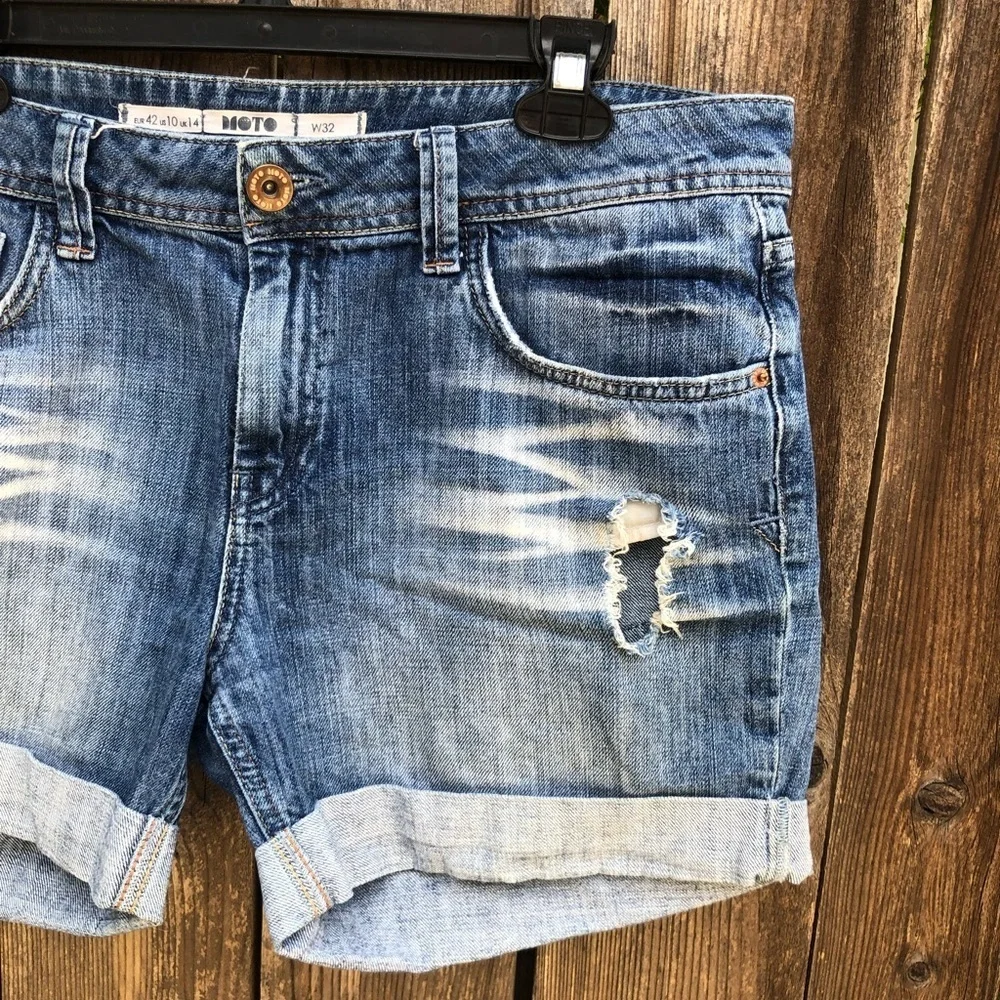 Topshop distressed denim shorts